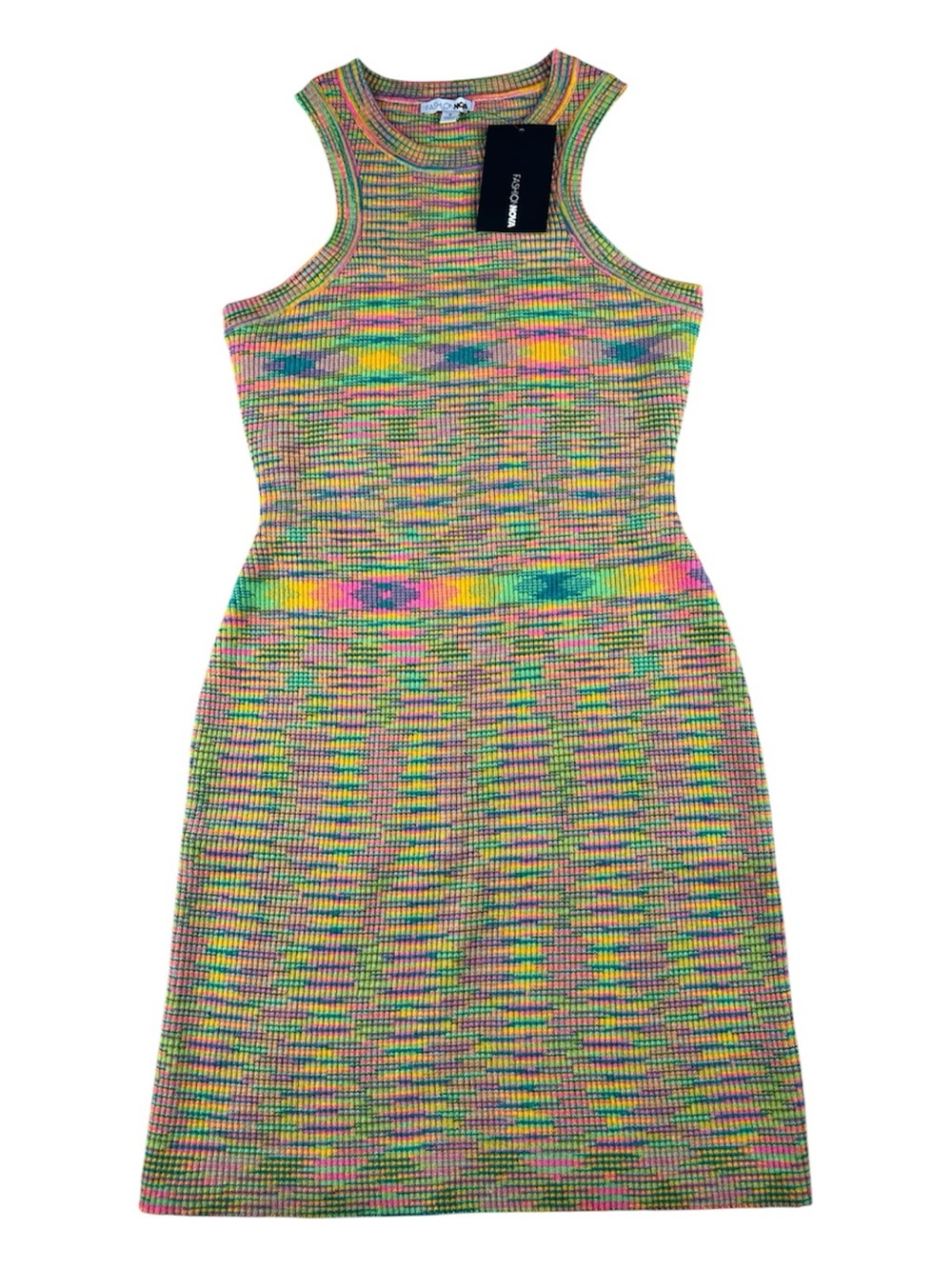 FASHION NOVA Rave Psychedelic Sleeveless Betty Marled BodyCon Mini Dress Size S